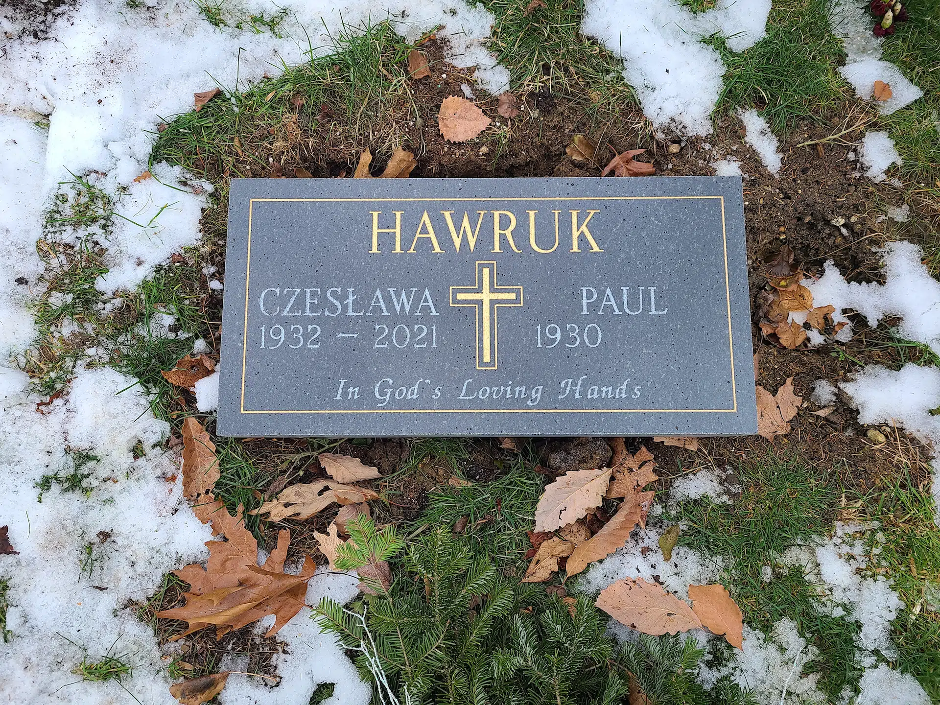 Granite Grave Marker hand-carved by Flat Marker Shop in NJ — image 2